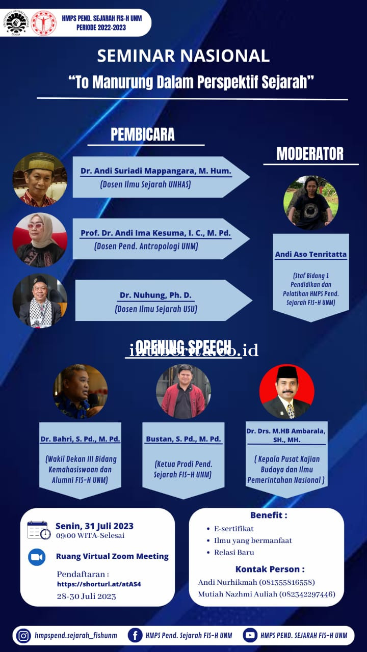 Seminar To Manurung yang Dilaksanakan HMPS UNM Diapresiasi